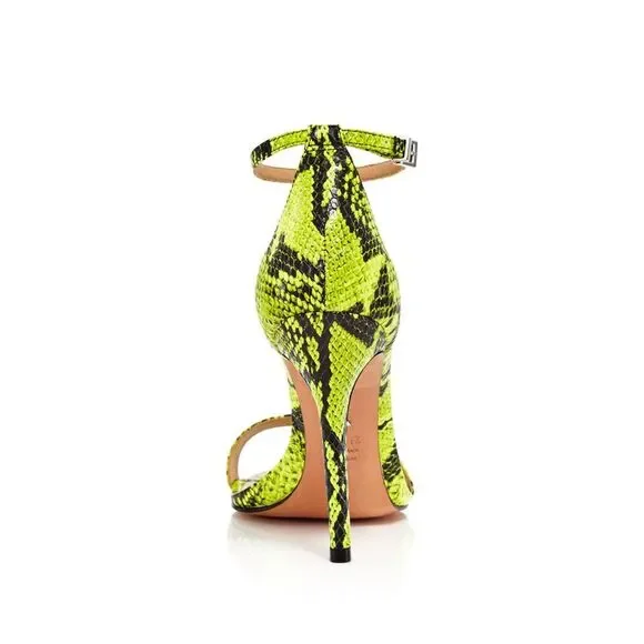 SCHUTZ Womens Yellow Snake Cadey Lee Stiletto Leather Slingback Sandal 7.5 B